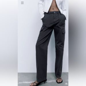navy zara cargo pants